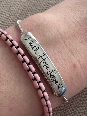 Faith Hope Love Silver Bar Bracelet